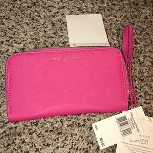 Pink Saffiano Charging Phone Wallet